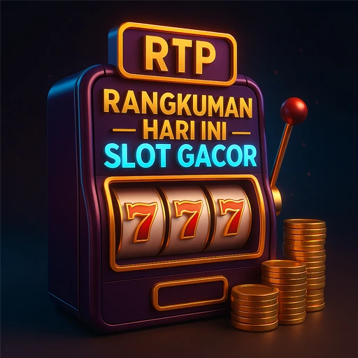 3D ilustrasi mesin slot modern dengan tampilan real-time RTP yang mencerminkan analisa slot gacor hari ini oleh DELUNA4D